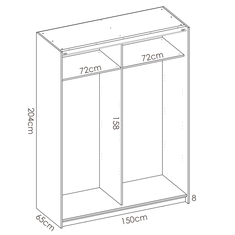 Armario Slide 2 Puertas Correderas 65 x 150 x 204 cm