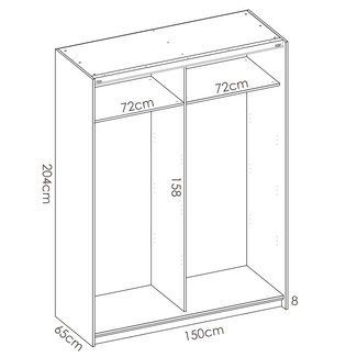 Armario Slide 2 Puertas Correderas 65 x 150 x 204 cm