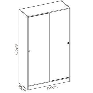 Armario Slide 2 Puertas Correderas Plus 50 x 120 x 204 cm