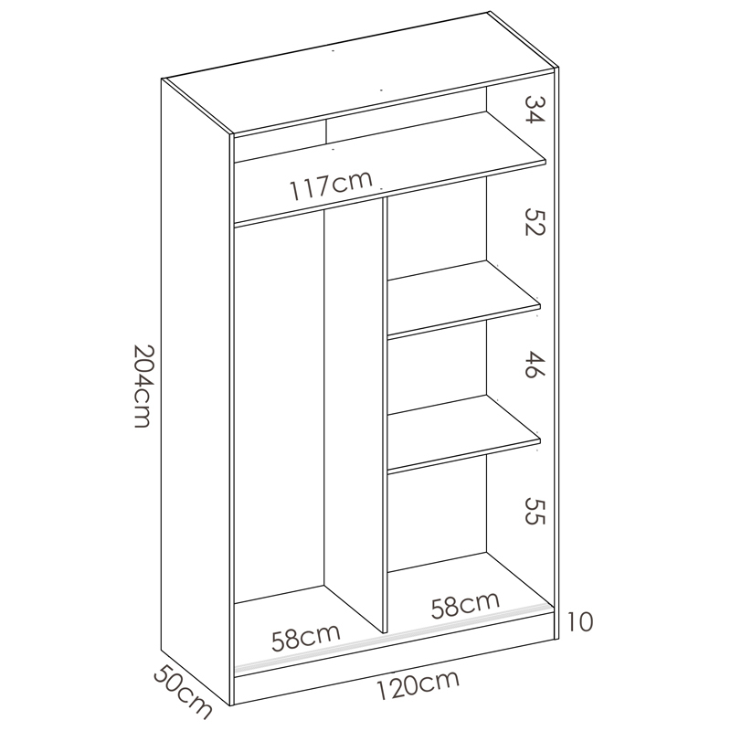 Armario Slide 2 Puertas Correderas Plus 50 x 120 x 204 cm