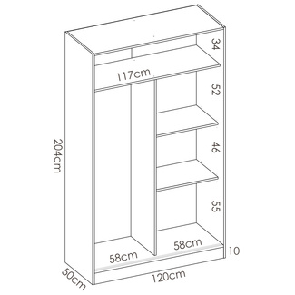 Armario Slide 2 Puertas Correderas Plus 50 x 120 x 204 cm