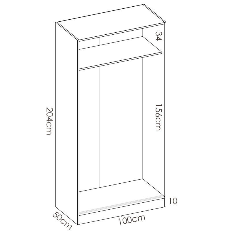 Armario Slide 2 Puertas Correderas Plus 50 x 100 x 204 cm