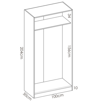 Armario Slide 2 Puertas Correderas Plus 50 x 100 x 204 cm