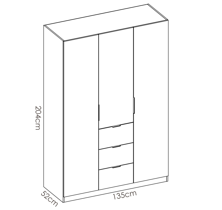 Armario Essen 3 Puertas Blanco Brillo 52 x 135 x 204 cm