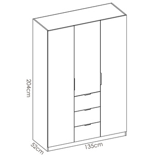 Armario Essen 3 Puertas Blanco Brillo 52 x 135 x 204 cm