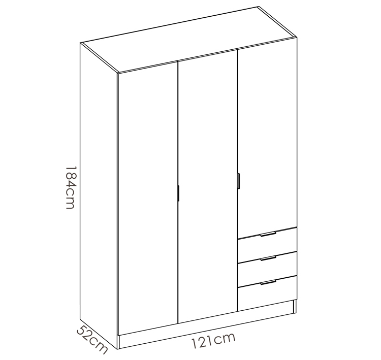 Armario Essen 3 Puertas y 3 Cajones 52 x 121 x 184 cm