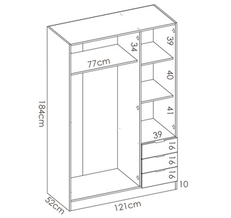 Armario Essen 3 Puertas y 3 Cajones 52 x 121 x 184 cm