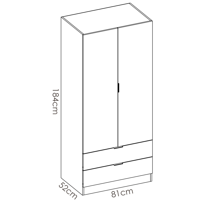 Armario Essen 2 Puertas y 2 Cajones 52 x 81 x 184 cm