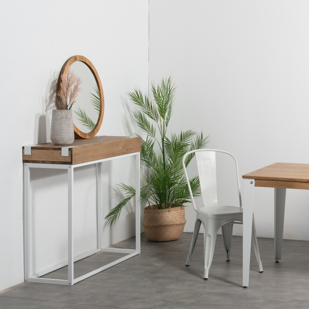 Recibidor iCub de Madera con 2 Huecos y tapa frontal Blanco Efecto Vintage Box Furniture