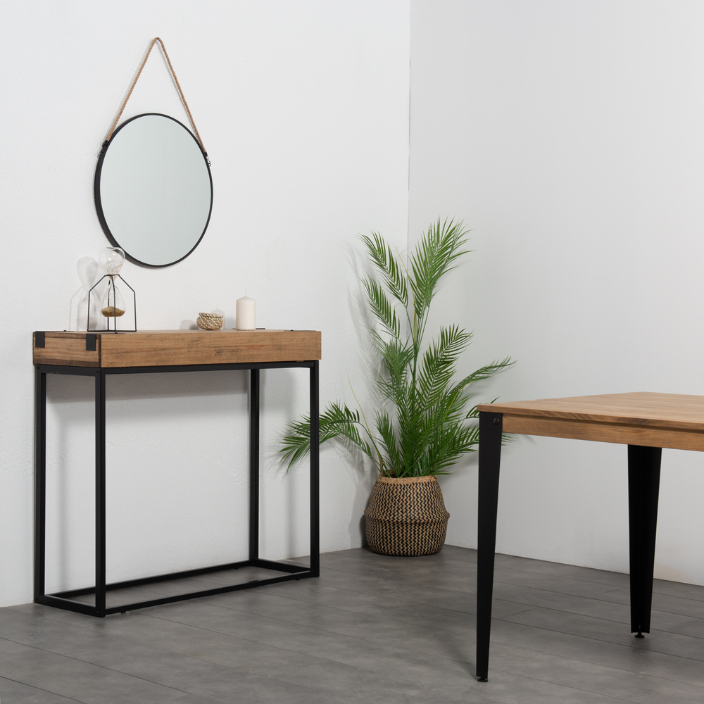 Recibidor iCub de Madera con 2 Huecos y tapa frontal Negro Efecto Vintage Box Furniture 