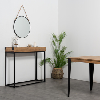 Recibidor iCub de Madera con 2 Huecos y tapa frontal Negro Efecto Vintage Box Furniture 
