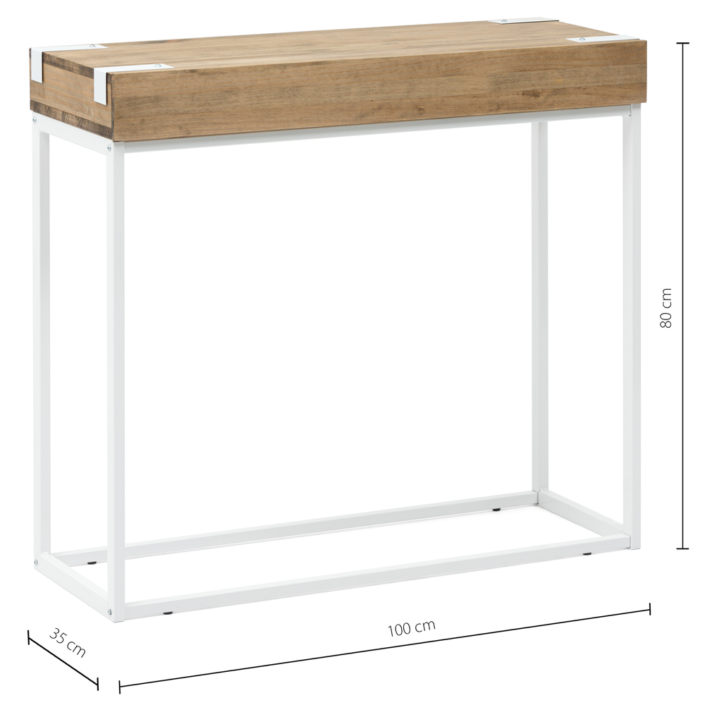 Recibidor iCub de Madera con 2 Huecos y tapa frontal Blanco Efecto Vintage Box Furniture
