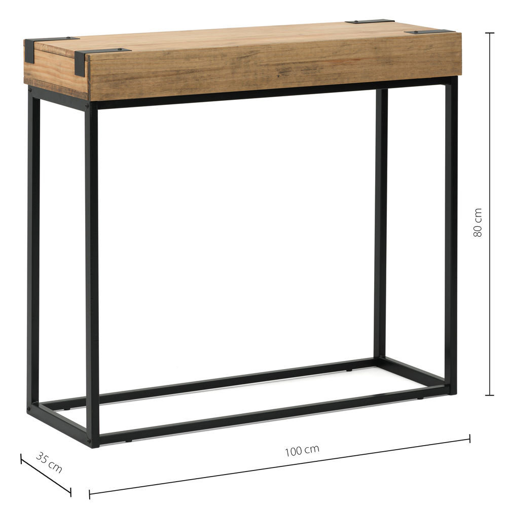 Recibidor iCub de Madera con 2 Huecos y tapa frontal Negro Efecto Vintage Box Furniture 