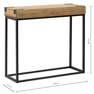Recibidor iCub de Madera con 2 Huecos y tapa frontal Negro Efecto Vintage Box Furniture 