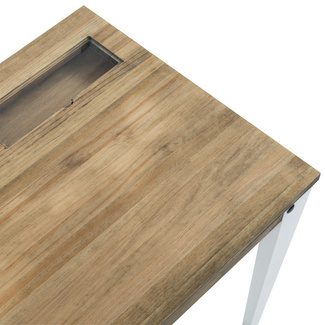 Mesa Lunds Sostenible con 3 Compartimentos Ocultos Blanco Efecto Vintage 