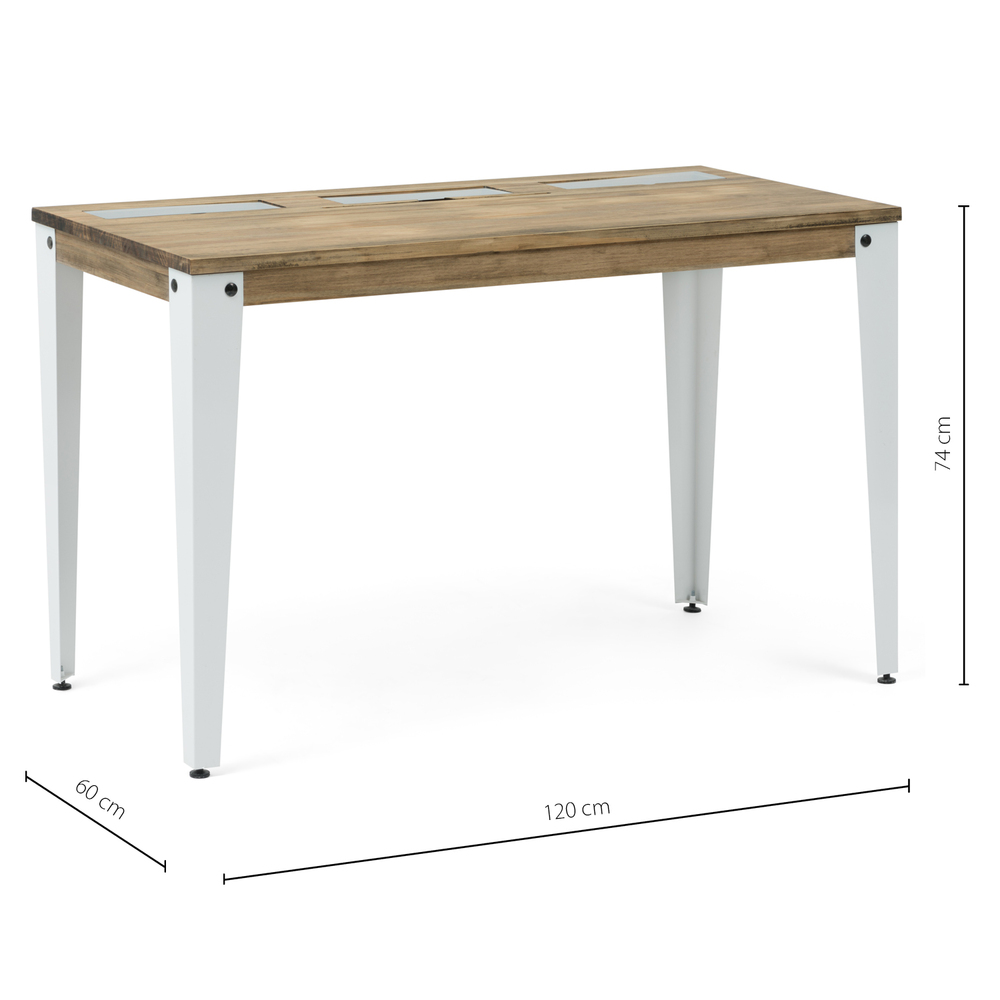 Mesa Lunds Sostenible con 3 Compartimentos Ocultos Blanco Efecto Vintage 