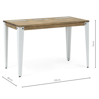 Mesa Lunds Sostenible con 3 Compartimentos Ocultos Blanco Efecto Vintage 
