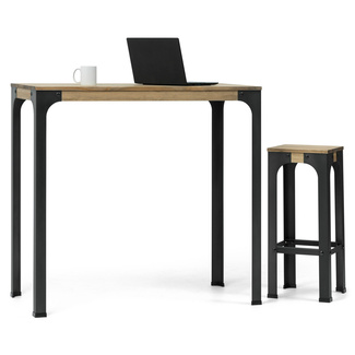 Mesa Bristol Industrial Madera Maciza Patas Altas