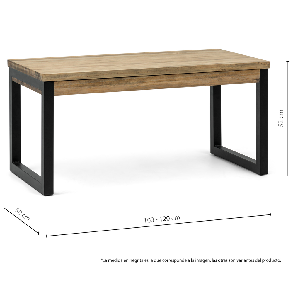 Mesa Elevable iCub Strong ECO Industrial Negro Efecto Vintage 