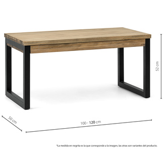 Mesa Elevable iCub Strong ECO Industrial Negro Efecto Vintage 