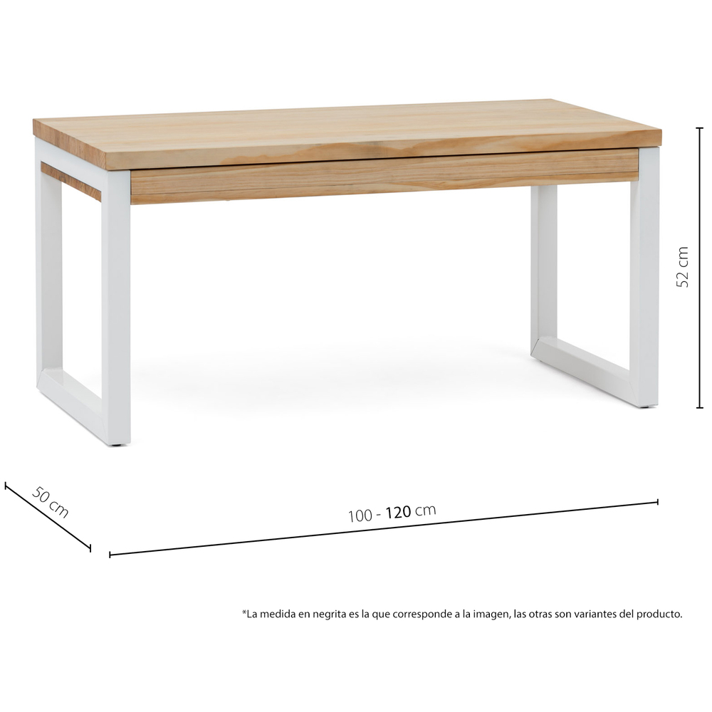 Mesa Elevable iCub Strong ECO Industrial Blanco Natural 