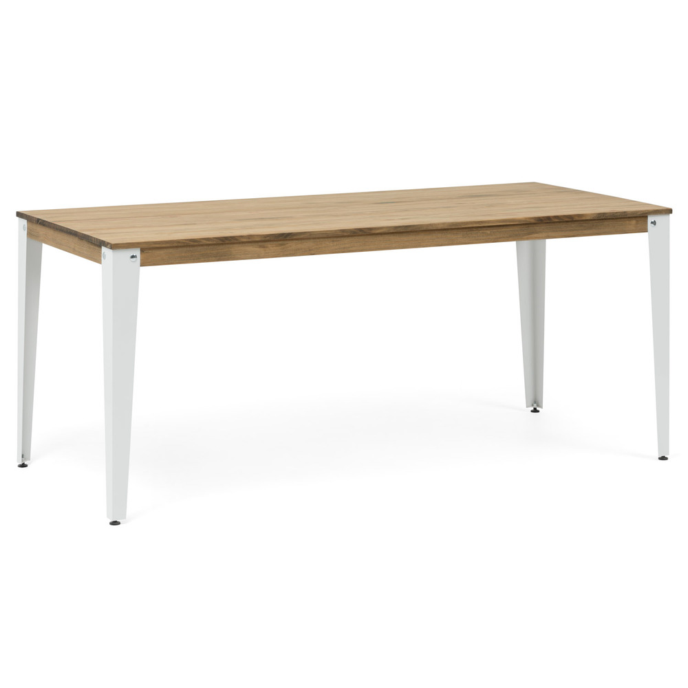 Mesa Comedor Industrial Lunds ECO Patas Blancas Tablero Madera Efecto Vintage 