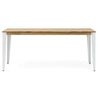 Mesa Comedor Lunds Industrial ECO Patas Blancas Tablero Efecto Vintage 