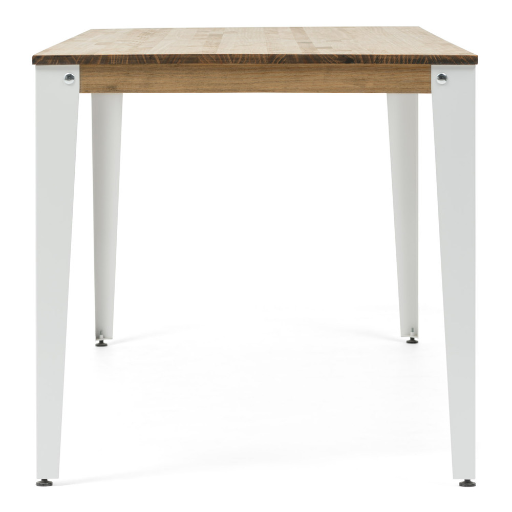 Mesa Comedor Lunds Industrial ECO Patas Blancas Tablero Efecto Vintage 