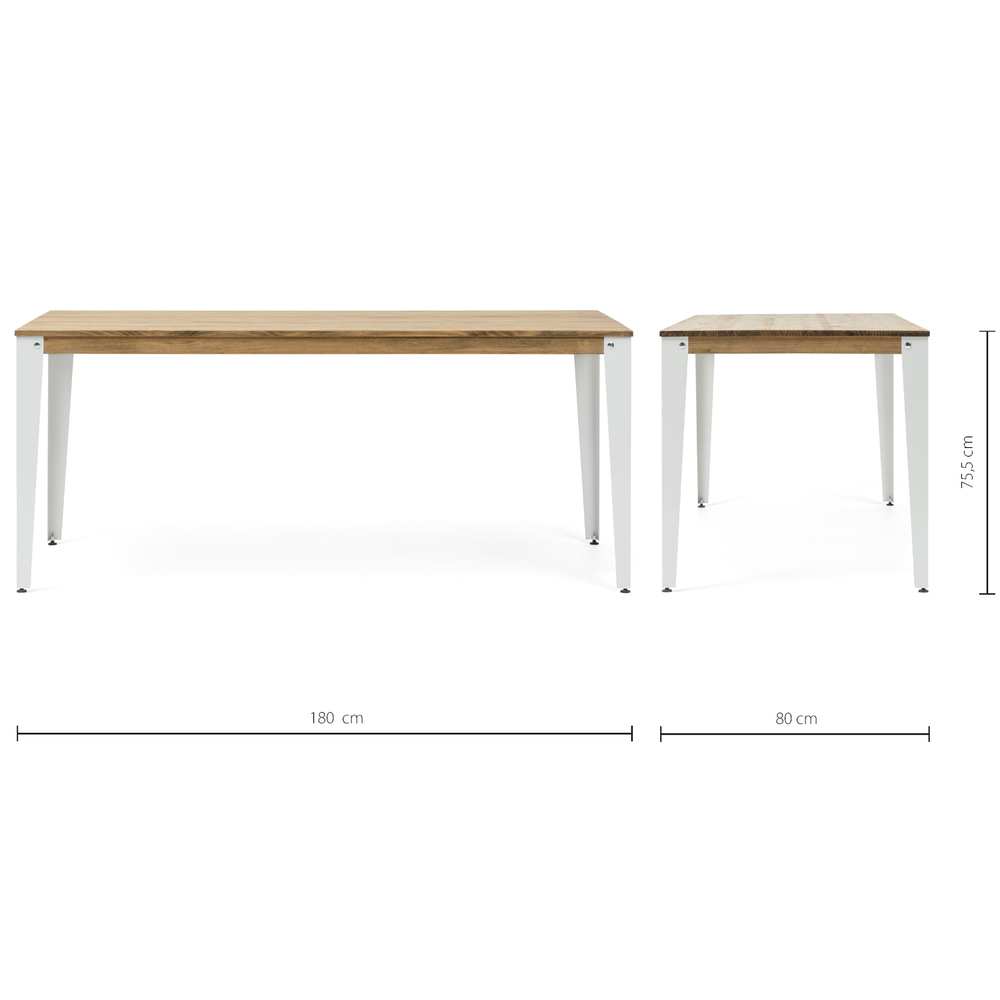 Mesa Comedor Lunds Industrial ECO Patas Blancas Tablero Efecto Vintage 
