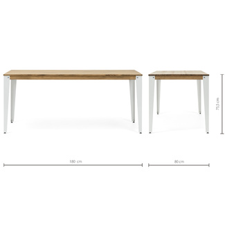 Mesa Comedor Lunds Industrial ECO Patas Blancas Tablero Efecto Vintage 