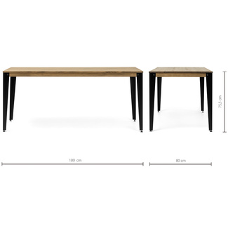 Mesa Comedor Lunds ECO Industrial Patas Negras Tablero Efecto Vintage  