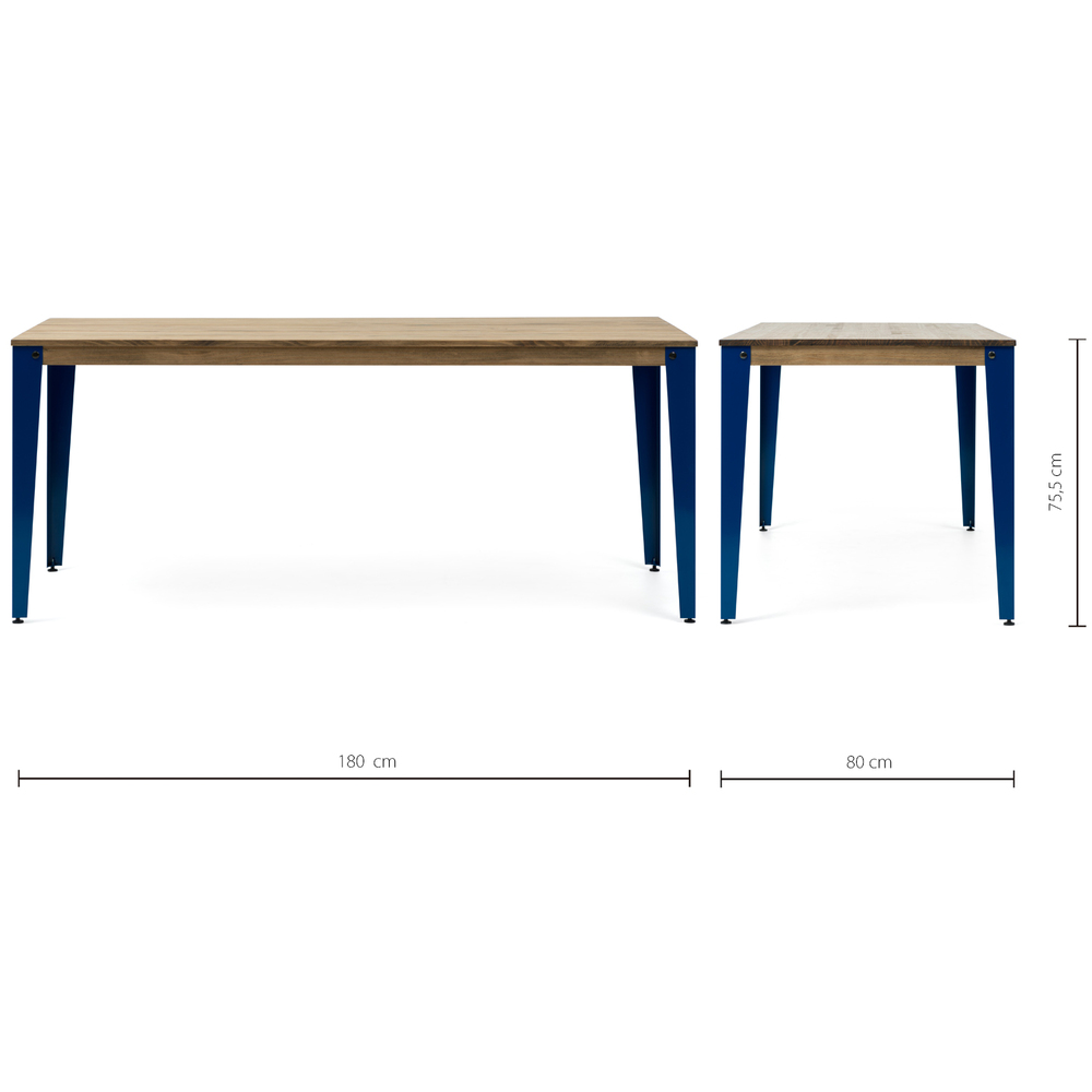 Mesa Comedor Lunds ECO Industrial Patas Azules Tablero Efecto Vintage  