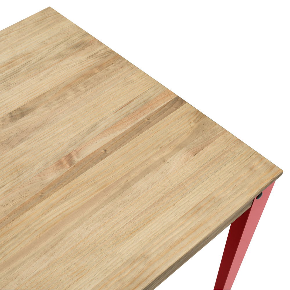Mesa Comedor Lunds Industrial Patas Rojas Tablero Efecto Vintage 