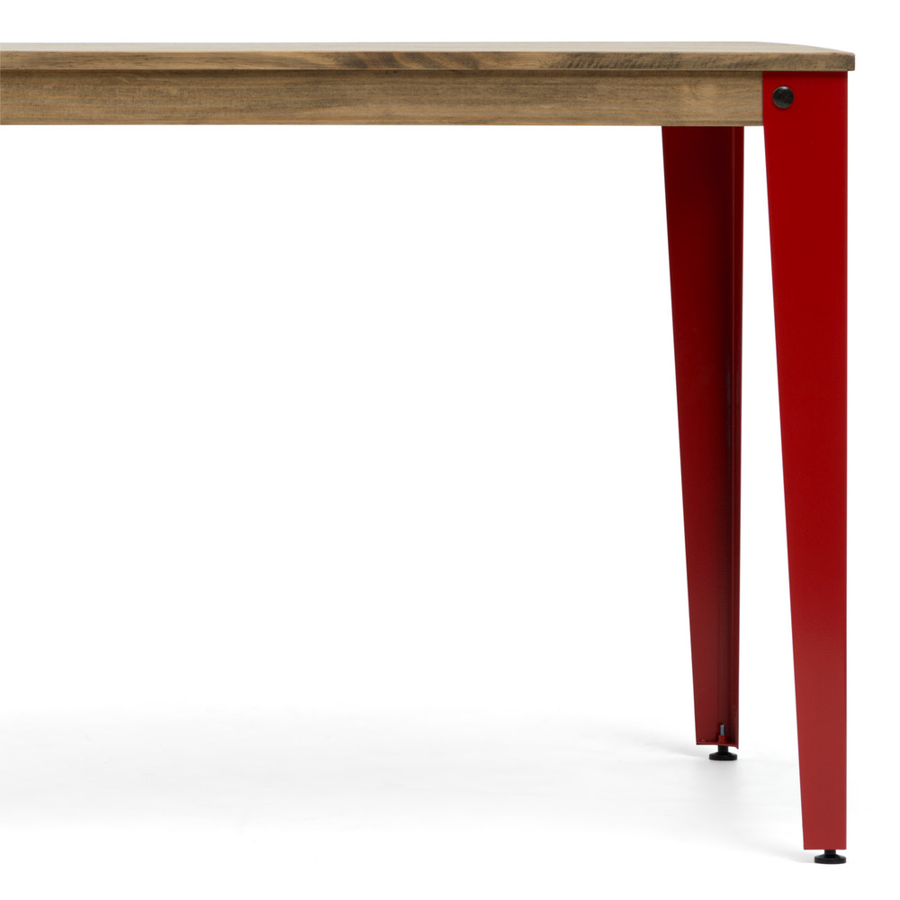 Mesa Comedor Lunds Industrial Patas Rojas Tablero Efecto Vintage 