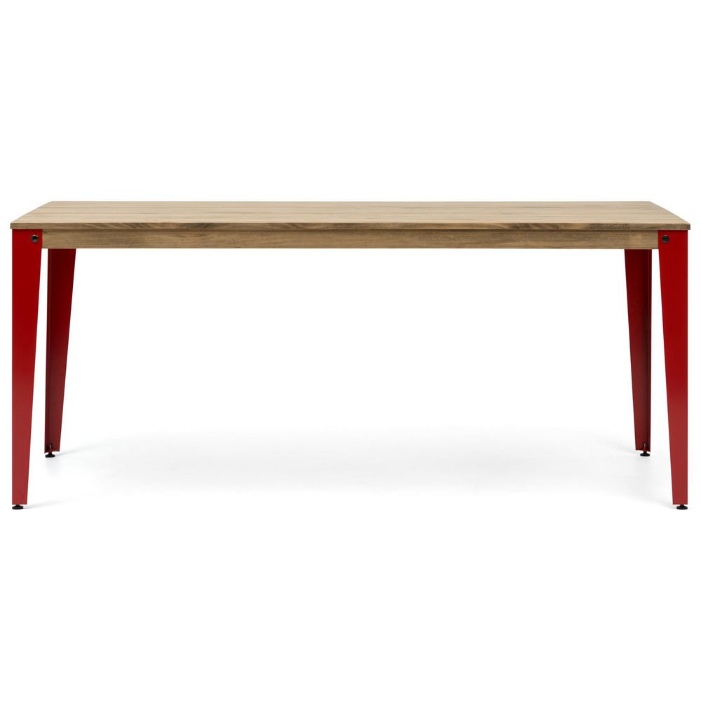 Mesa Comedor Lunds Industrial Patas Rojas Tablero Efecto Vintage 