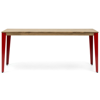 Mesa Comedor Lunds Industrial Patas Rojas Tablero Efecto Vintage 