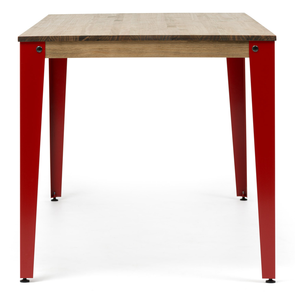 Mesa Comedor Lunds Industrial Patas Rojas Tablero Efecto Vintage 