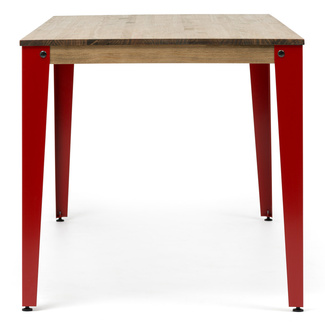Mesa Comedor Lunds Industrial Patas Rojas Tablero Efecto Vintage 
