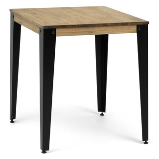 Mesa Lunds Cuadrada Industrial ECO Patas Negras Tablero Efecto Vintage 