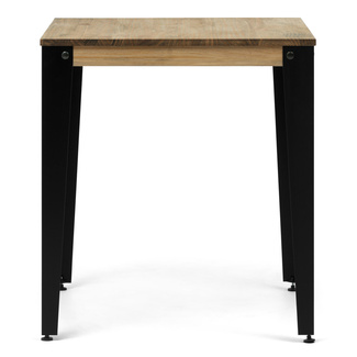 Mesa Lunds Cuadrada Industrial ECO Patas Negras Tablero Efecto Vintage 