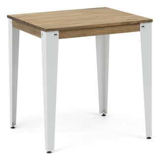 Mesa Lunds Cuadrada Industrial ECO Patas Blancas Tablero Efecto Vintage 