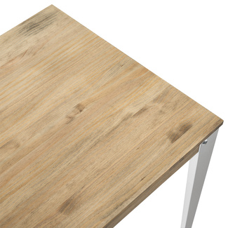 Mesa Lunds Cuadrada Industrial ECO Patas Blancas Tablero Efecto Vintage 