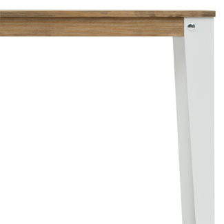 Mesa Lunds Cuadrada Industrial ECO Patas Blancas Tablero Efecto Vintage 