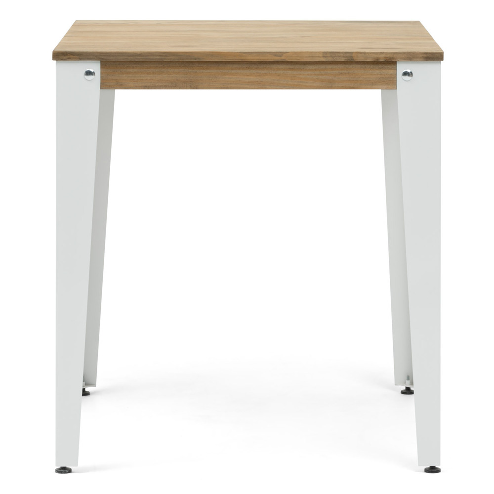 Mesa Lunds Cuadrada Industrial ECO Patas Blancas Tablero Efecto Vintage 