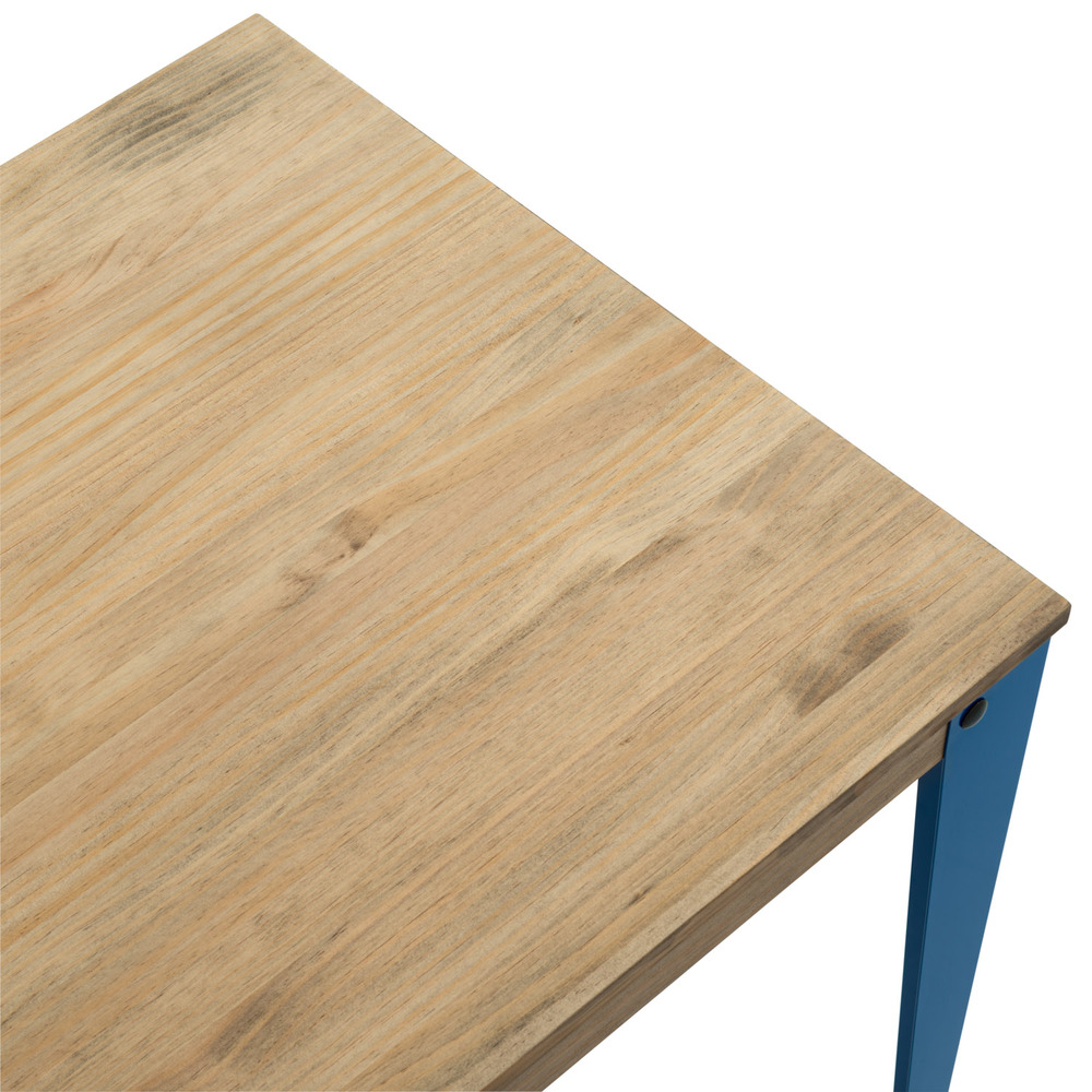 Mesa Lunds Cuadrada Industrial ECO Patas Azules Tablero Efecto Vintage  