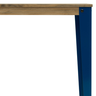Mesa Lunds Cuadrada Industrial ECO Patas Azules Tablero Efecto Vintage  