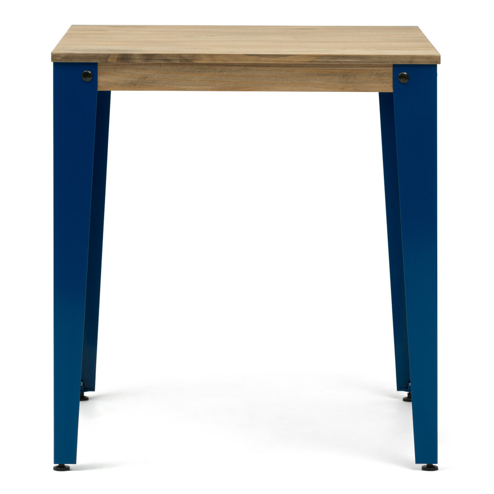 Mesa Lunds Cuadrada Industrial ECO Patas Azules Tablero Efecto Vintage  