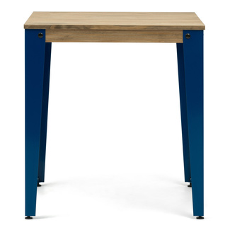 Mesa Lunds Cuadrada Industrial ECO Patas Azules Tablero Efecto Vintage  
