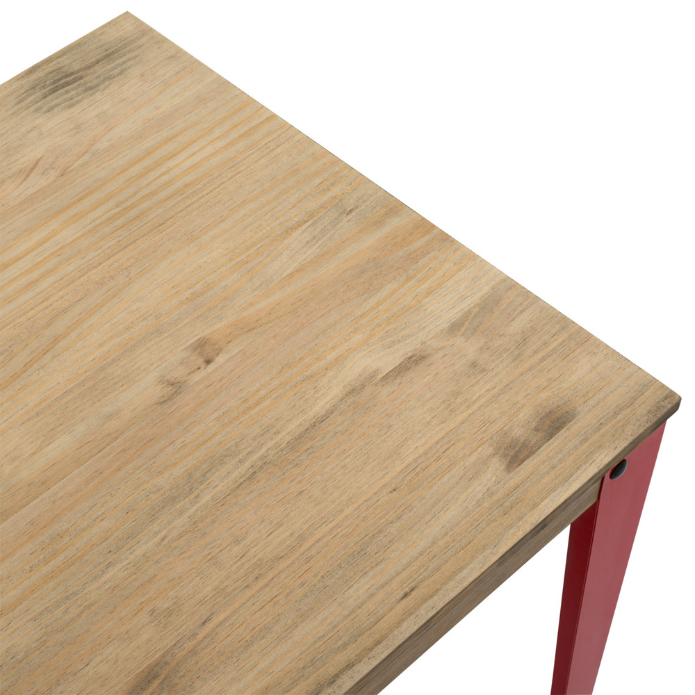 Mesa Lunds Cuadrada Industrial ECO Patas Rojas Tablero Efecto Vintage   
