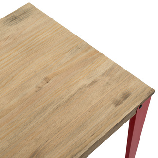 Mesa Lunds Cuadrada Industrial ECO Patas Rojas Tablero Efecto Vintage   